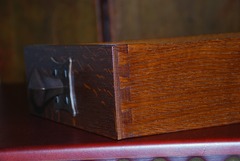 View of dovetailed drawer construction front & rear.